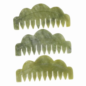 3pcs Jade Gua Hair Comb: Face Massager Scalp Scraping Tool Fine Tooth Boho Hair Brush For Facial Leg Neck Spa