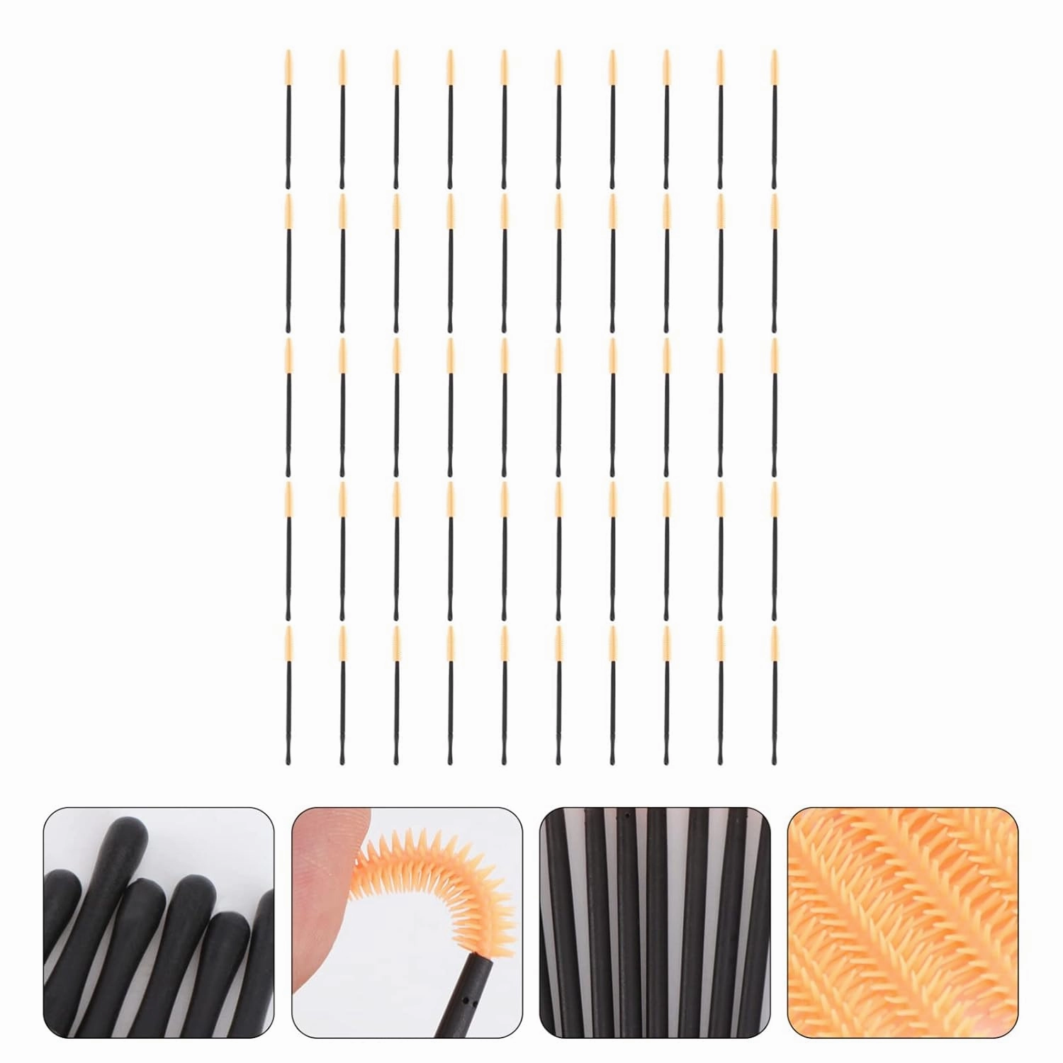 3sets Disposable Mascara Wands Perfect for Beauty Salons Personal Use Easy to Use Eyelash Eyebrow Makeup Tool Silicone Eyelash Roll 50pcs*3