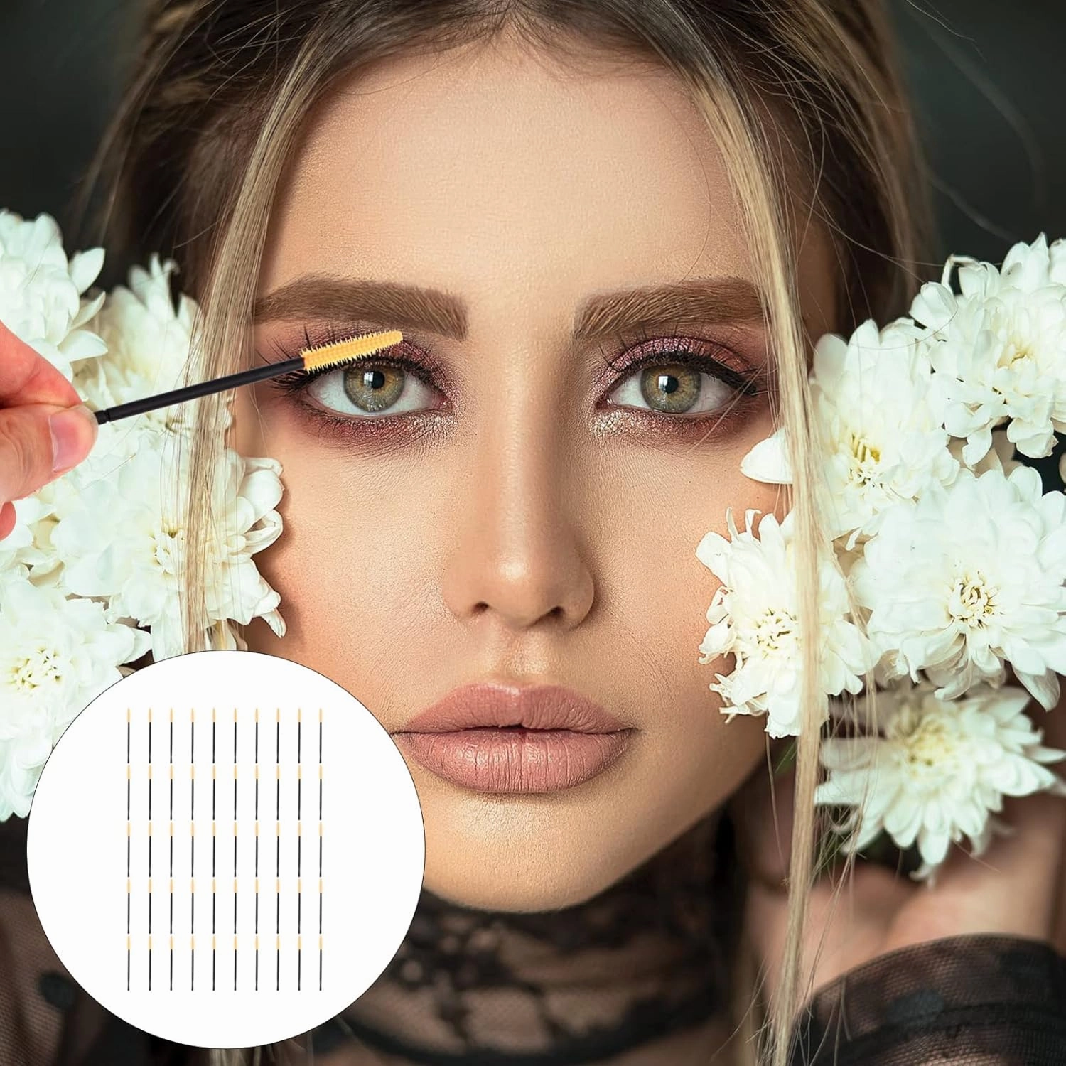 3sets Disposable Mascara Wands Perfect for Beauty Salons Personal Use Easy to Use Eyelash Eyebrow Makeup Tool Silicone Eyelash Roll 50pcs*3