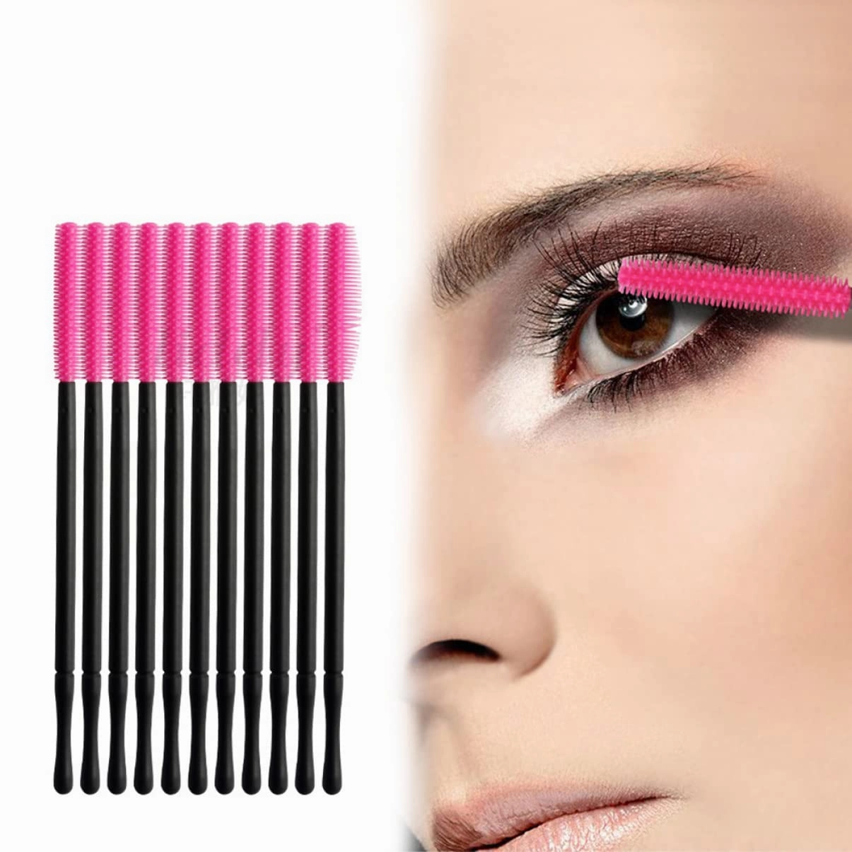 3sets Portable Eyelash Brush Set Disposable Mascara Wands Eyebrow Comb Safe Easy to Use for Ladies 50pcs*3