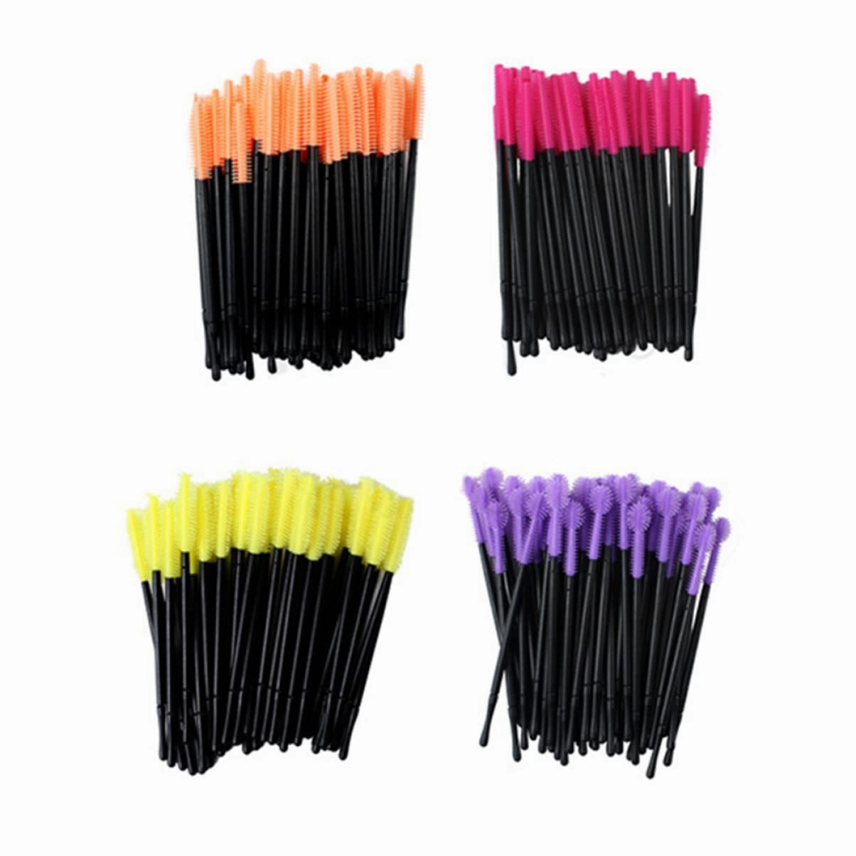 3sets Portable Eyelash Brush Set Disposable Mascara Wands Eyebrow Comb Safe Easy to Use for Ladies 50pcs*3