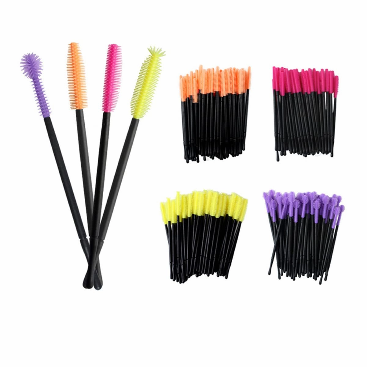 3sets Portable Eyelash Brush Set Disposable Mascara Wands Eyebrow Comb Safe Easy to Use for Ladies 50pcs*3
