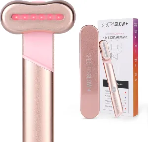 4-in-1 Red Light Therapy for Face - Facial Rejuvenation Device for Home Use, Adjustable Head & Portable Beauty Tool for Anti-Aging & Skin Health, Rose Gold