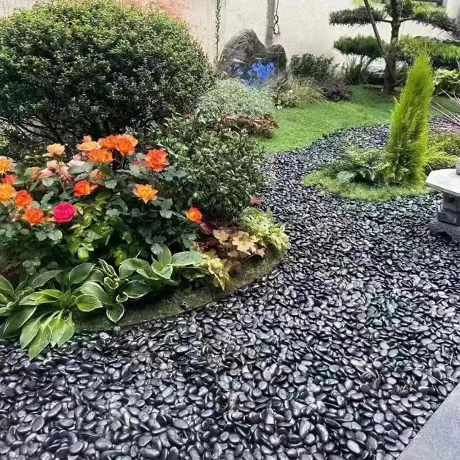 40lbs Black River Rocks - 2-3 inch Pebbles for Indoor Plants, Large Decorative Stones for Planters, Aquarium, Fish Tank & Garden