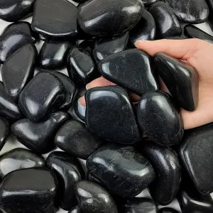 40lbs Black River Rocks - 2-3 inch Pebbles for Indoor Plants, Large Decorative Stones for Planters, Aquarium, Fish Tank & Garden