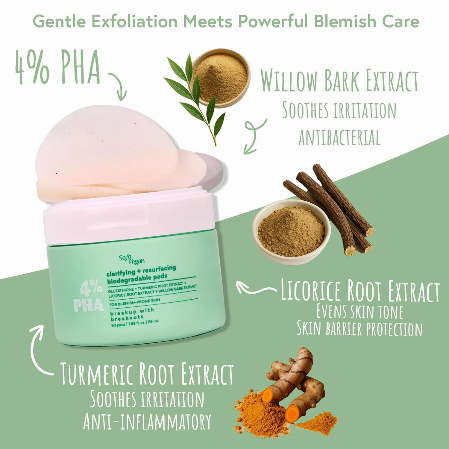 4% PHA Toner Pads | Vegan Korean Skincare for Sensitive, Acne-Prone Skin, Before Makeup, Morning Routine Selfcare, (Toner Pads, 60 ct)