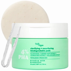 4% PHA Toner Pads | Vegan Korean Skincare for Sensitive, Acne-Prone Skin, Before Makeup, Morning Routine Selfcare, (Toner Pads, 60 ct)