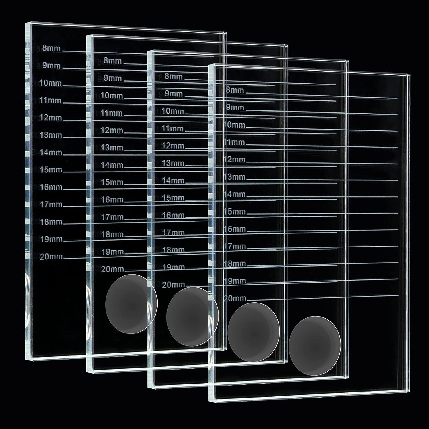 4 Pieces 5.9 x 3.94 Inch Eyelash Crystal Pallet, Eyelash Extensions Tray, Glass Eyelash Extension Pallet with Glue Circle, Large size False Lash Strip Adhesive Glue Holder for Eyelash Extensions