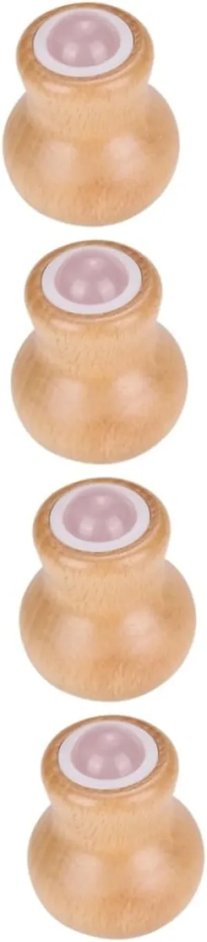 4pcs Luxury Facial Roller Jade Stone and Wooden Handle for Eye Puffiness and Face Massage