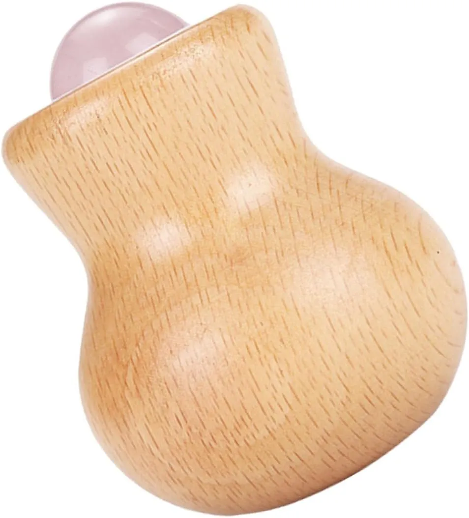 4pcs Luxury Facial Roller Jade Stone and Wooden Handle for Eye Puffiness and Face Massage
