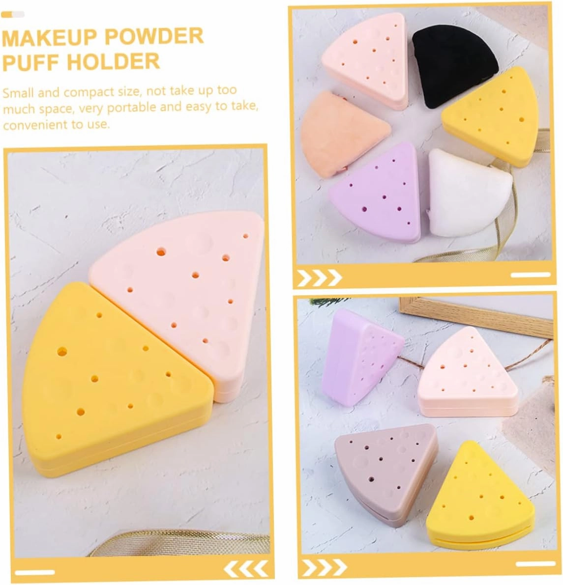 4pcs Makeup Powder Puff Storage Case Triangular Cosmetic Sponge Holder Portable Puff Box for Quick Drying and Travel Use for Makeup