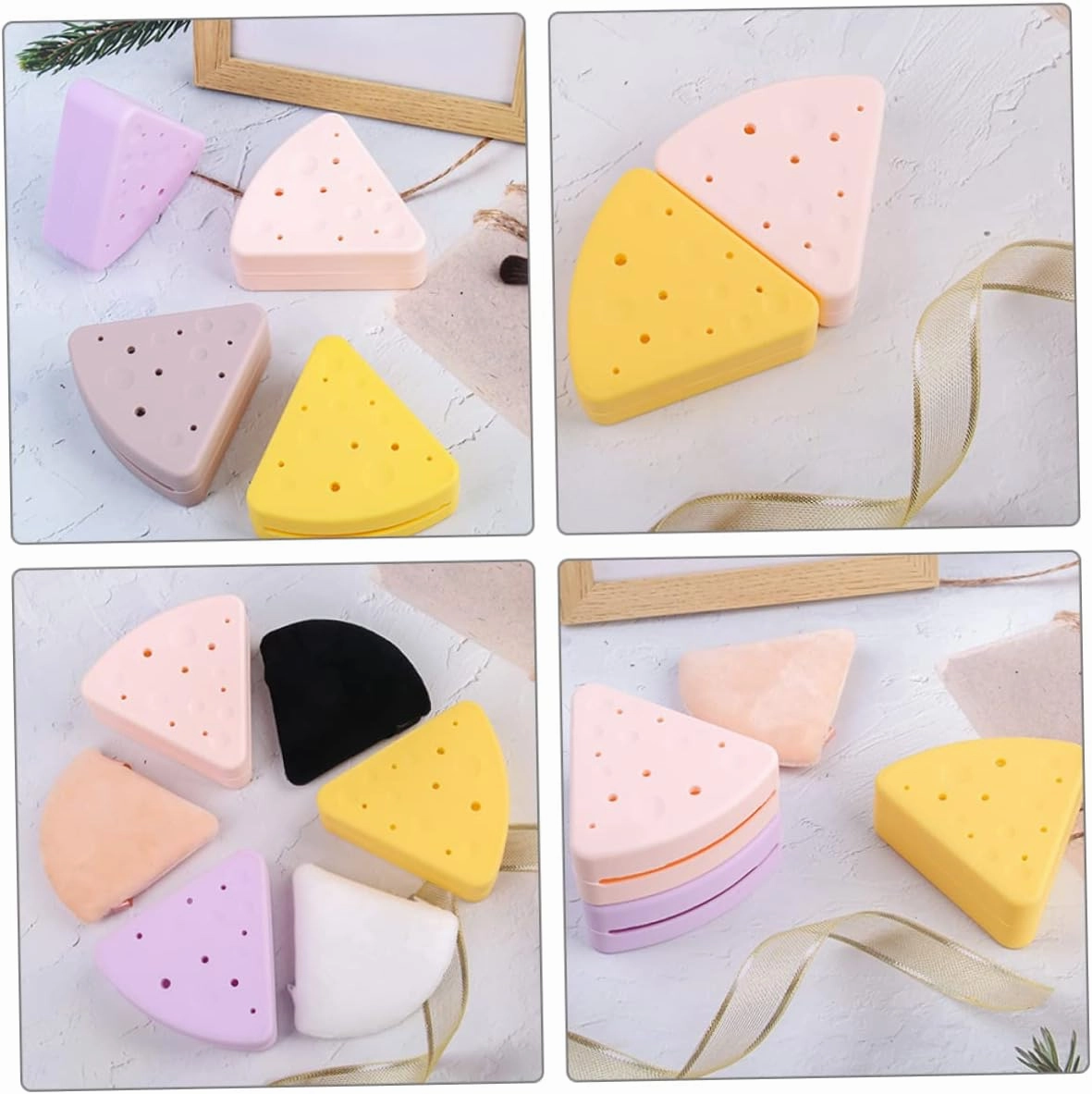 4pcs Makeup Powder Puff Storage Case Triangular Cosmetic Sponge Holder Portable Puff Box for Quick Drying and Travel Use for Makeup