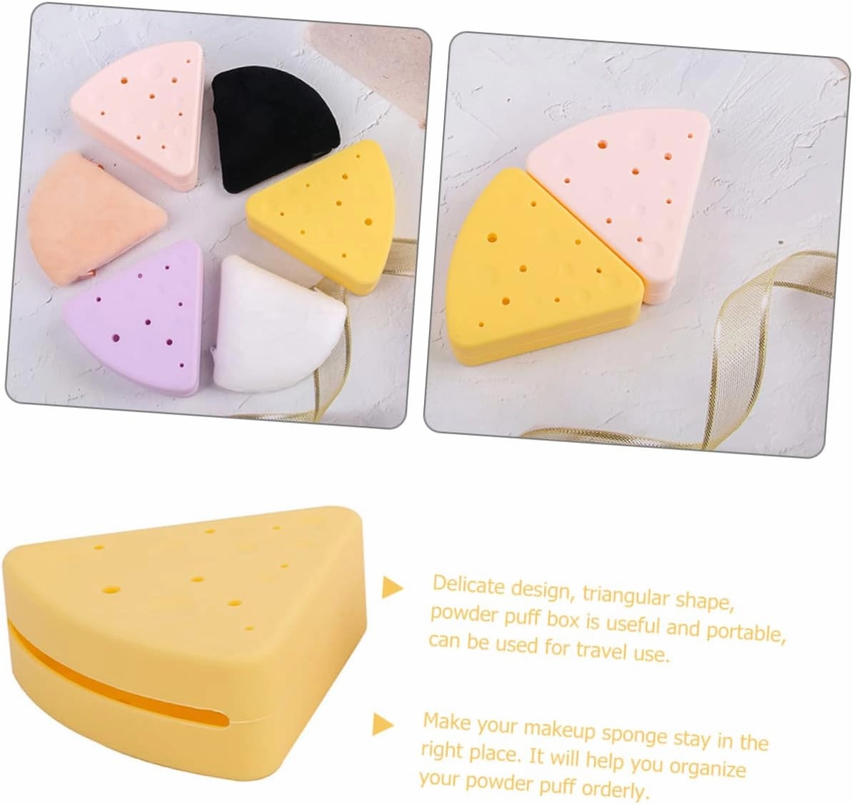 4pcs Makeup Powder Puff Storage Case Triangular Cosmetic Sponge Holder Portable Puff Box for Quick Drying and Travel Use for Makeup