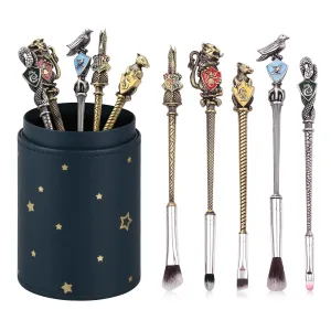 5 Pcs Potter Makeup Brushes Set with Brushes Holder, Wi-zard Wand Makeup Brushes Set,Harry Gifts for Women Girls