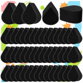50 Pcs Face Paint Sponges for Kids and Adults Face Painting, Water Droplet Shape Face Makeup Use Paint Sponges, Black Face Painting Kit Professional for Valentine's Day Gifts, Halloween Make Up Supply