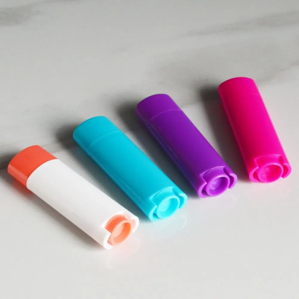 50pcs 4.5g Flat Shape Plastic Lipstick Tubes Empty Refillable Twist-up Lip Gloss Balm DIY Cosmetic Lipstick Containers Oval Deodorant (scrub white orange,4.5g)