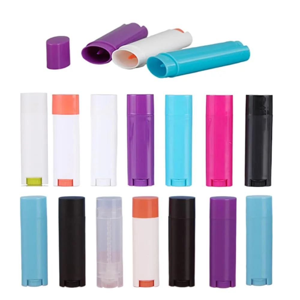 50pcs 4.5g Flat Shape Plastic Lipstick Tubes Empty Refillable Twist-up Lip Gloss Balm DIY Cosmetic Lipstick Containers Oval Deodorant (scrub white orange,4.5g)