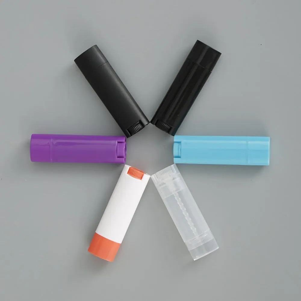 50pcs 4.5g Flat Shape Plastic Lipstick Tubes Empty Refillable Twist-up Lip Gloss Balm DIY Cosmetic Lipstick Containers Oval Deodorant (scrub white orange,4.5g)