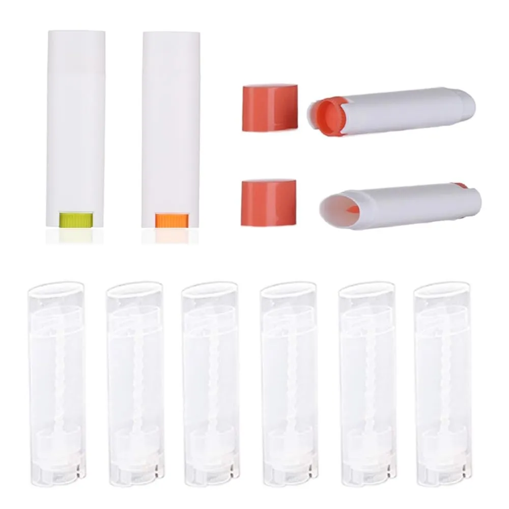 50pcs 4.5g Flat Shape Plastic Lipstick Tubes Empty Refillable Twist-up Lip Gloss Balm DIY Cosmetic Lipstick Containers Oval Deodorant (scrub white orange,4.5g)