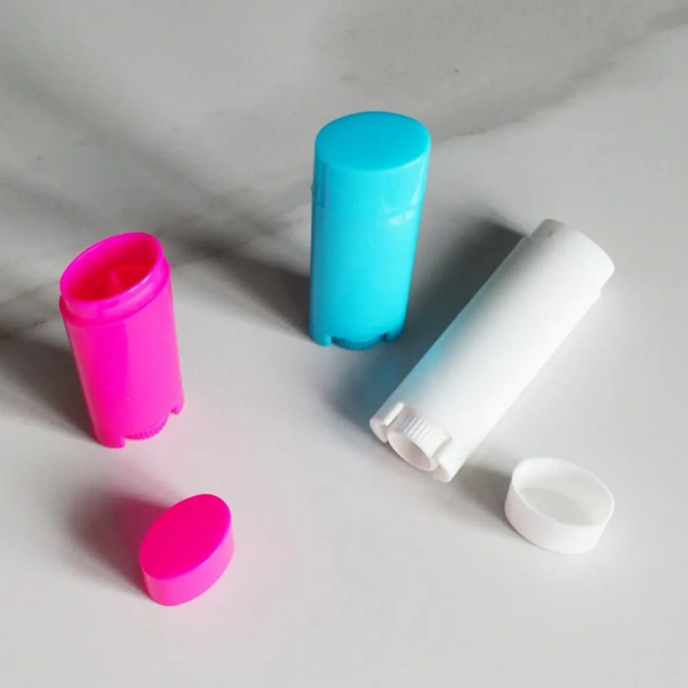 50pcs 4.5g Flat Shape Plastic Lipstick Tubes Empty Refillable Twist-up Lip Gloss Balm DIY Cosmetic Lipstick Containers Oval Deodorant (scrub white orange,4.5g)