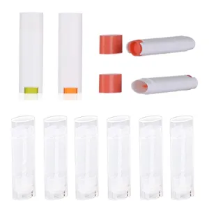 50pcs 4.5g Flat Shape Plastic Lipstick Tubes Empty Refillable Twist-up Lip Gloss Balm DIY Cosmetic Lipstick Containers Oval Deodorant (scrub white orange,4.5g)