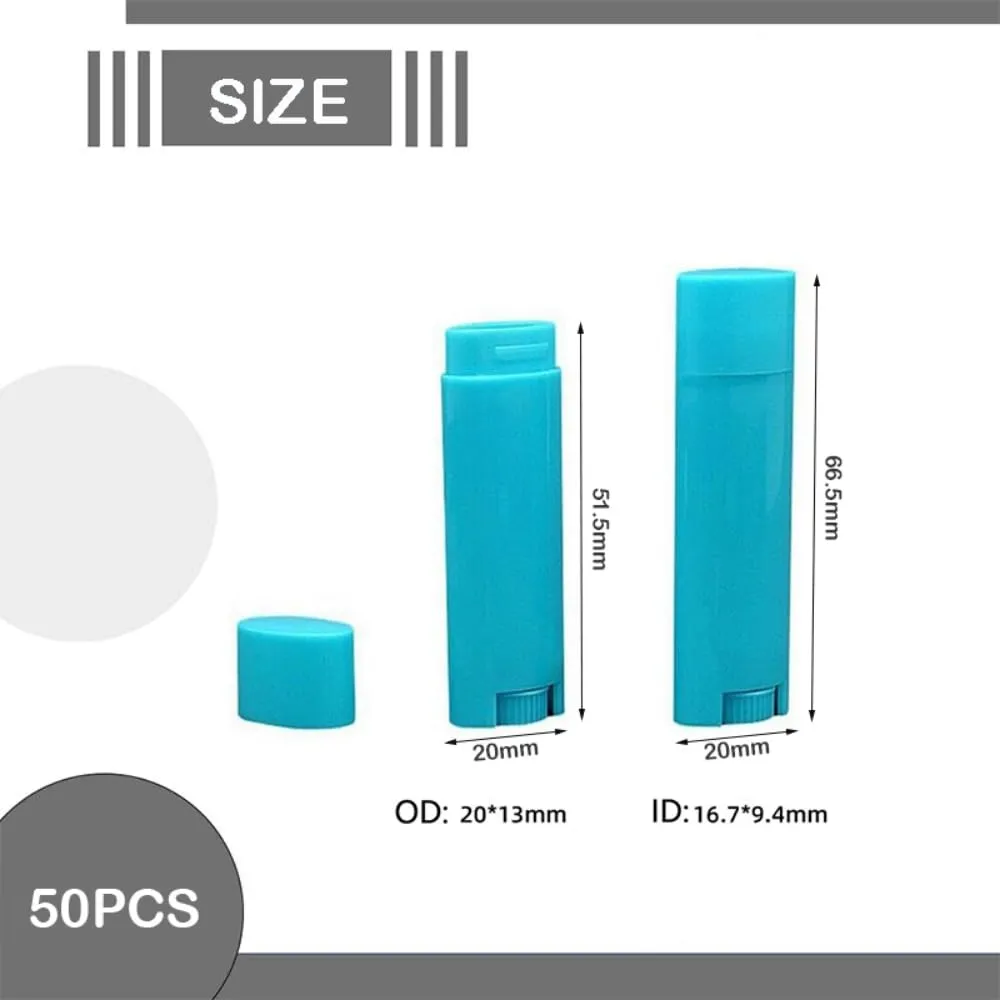 50pcs 4.5g Flat Shape Plastic Lipstick Tubes Empty Refillable Twist-up Lip Gloss Balm DIY Cosmetic Lipstick Containers Oval Deodorant (scrub white orange,4.5g)