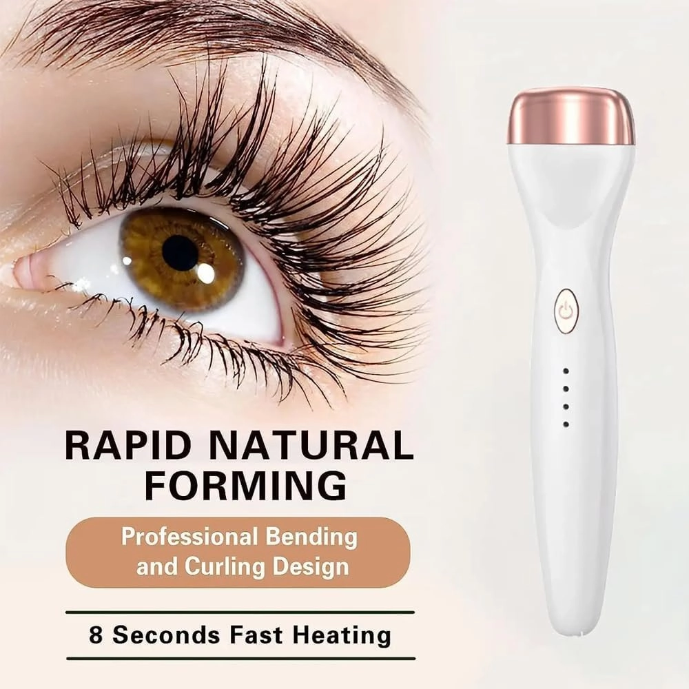 5D Push Heated Eyelash Curler Electric 3 Modes Eye Lashes Eyelash Grafting Long Lasting Makeup Tools Hot Viewer Eye Lashes (White)