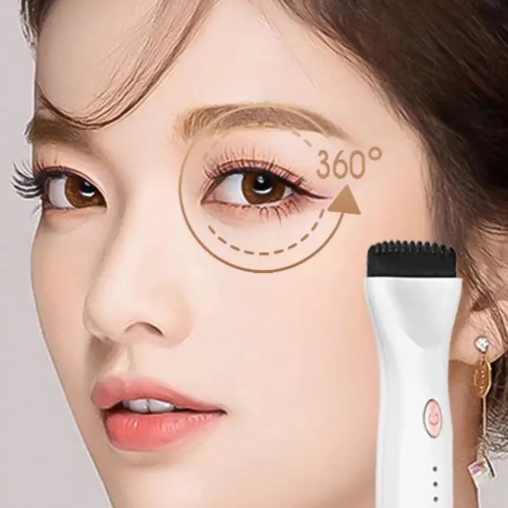 5D Push Heated Eyelash Curler Electric 3 Modes Eye Lashes Eyelash Grafting Long Lasting Makeup Tools Hot Viewer Eye Lashes (White)