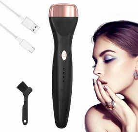 5D Push Heated Eyelash Curler, Electric Heated Eyelash Curler Lash Curler, Long-Lasting Curls, Adjustable Temperatures, USB Rechargeable for Quick Natural Curling Makeup (Black)