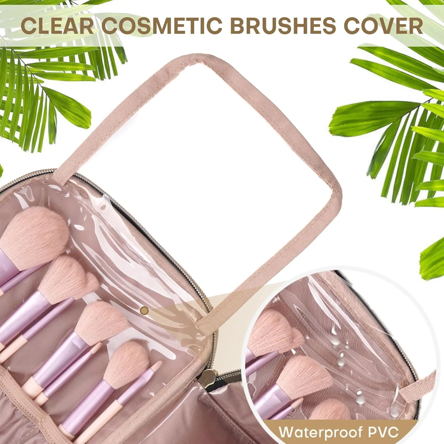 5L Travel Makeup Bag, Portable Cosmetic Bag for Women, Large Capacity Travel Toiletry Accessories Organizer case with Divider, Beige 1.34 GAL