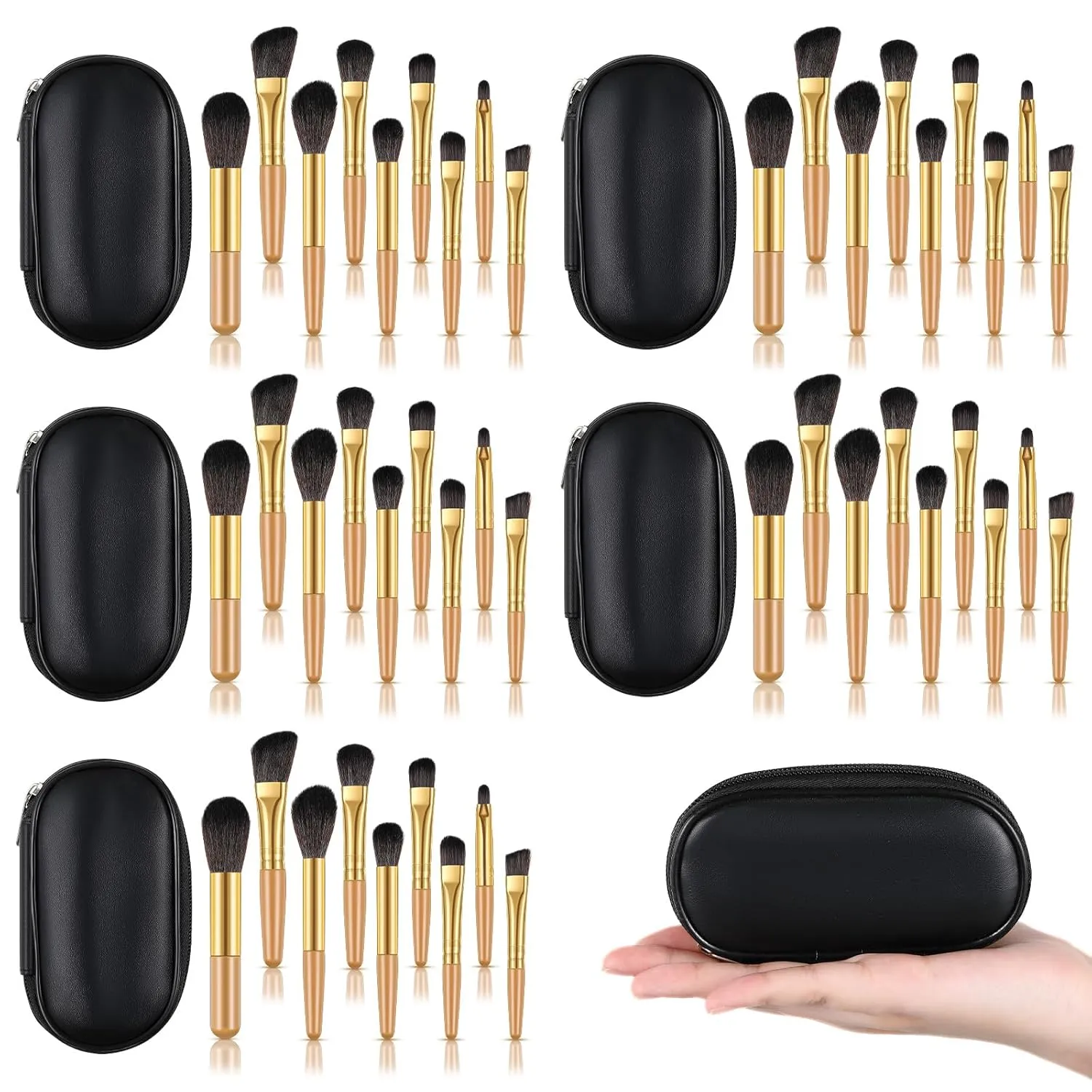 6 Sets Mini Travel Makeup Brush Set weeding small Eyeshadow Lip Blush Cosmetics Brushes with Case for Bachelorette Bridesmaid Trip Women Spa Party Travel Mother's Day Gift