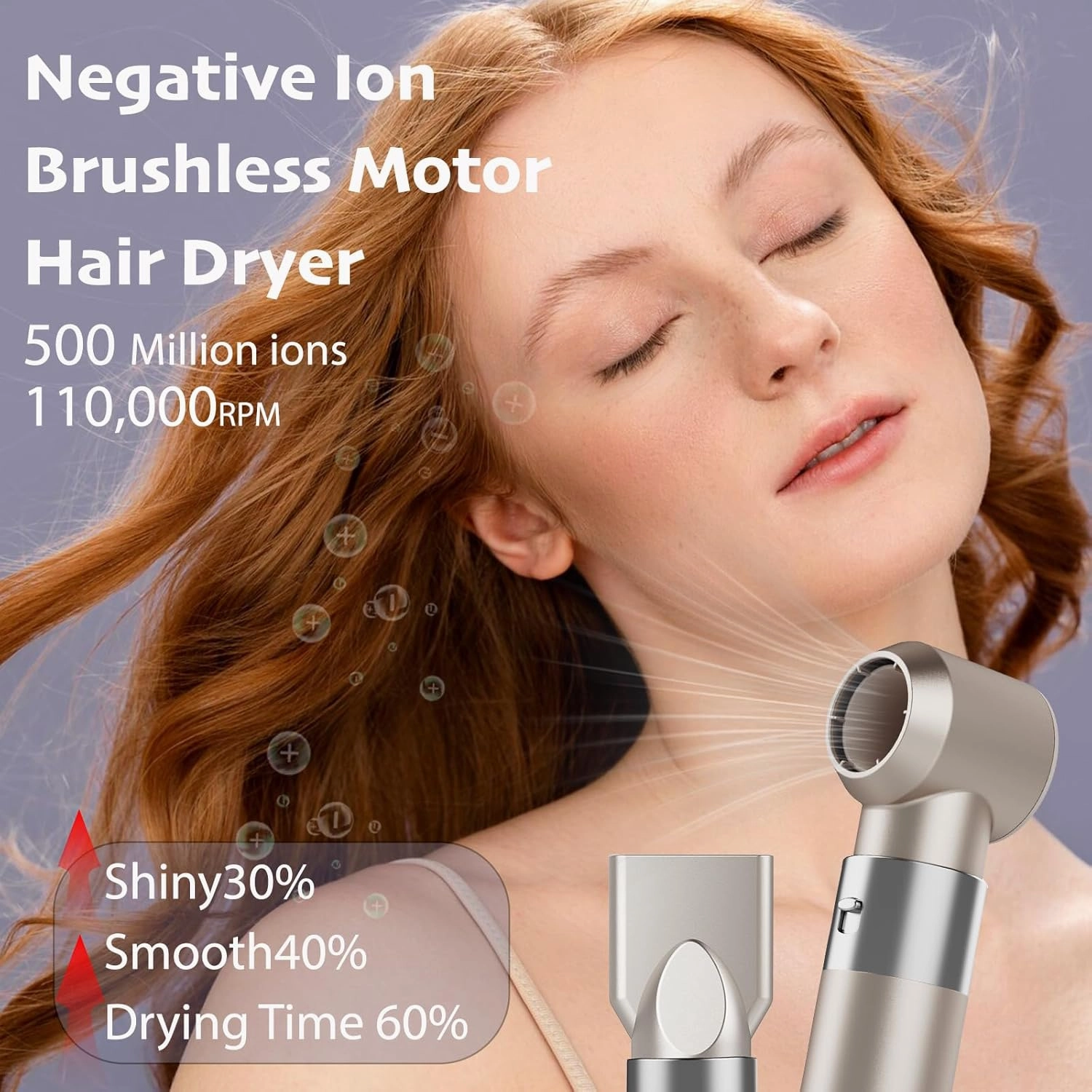 6 in 1 Hair Air Styler, Ionic Hair Dryer Brush Frizz- Free Hot-Air Auto Wrap Curlers, Multi Hair Styler, Blow Dryer for Fast Drying Straightening Volumizing Curling Styling (6-in-1 Set, Gold)