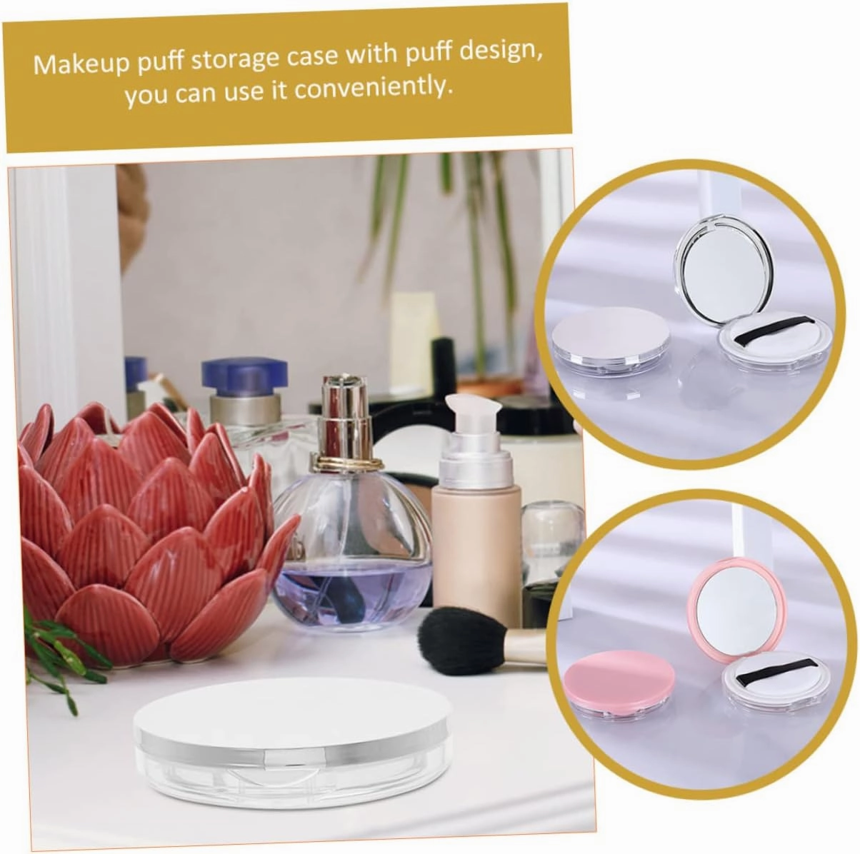 6 Sets Powder Puff Holder Large Powder Puff Case Makeup Sponge Case Organizing