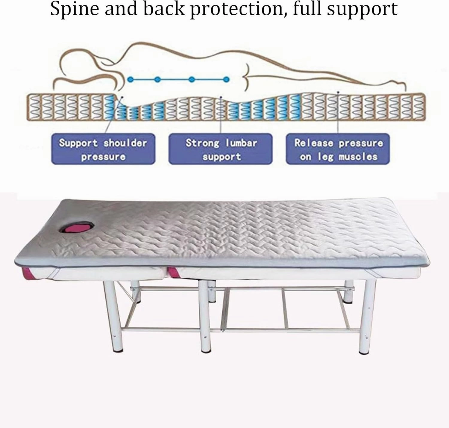 6cm Thick Spa Bed Padding Memory Foam Massage Table Topper with Facial Breathing Hole and Elastic Bands Lash Bed Cushion Massage Bed Mattress Pad Without Bed(Size:80x190cm,Color:F)