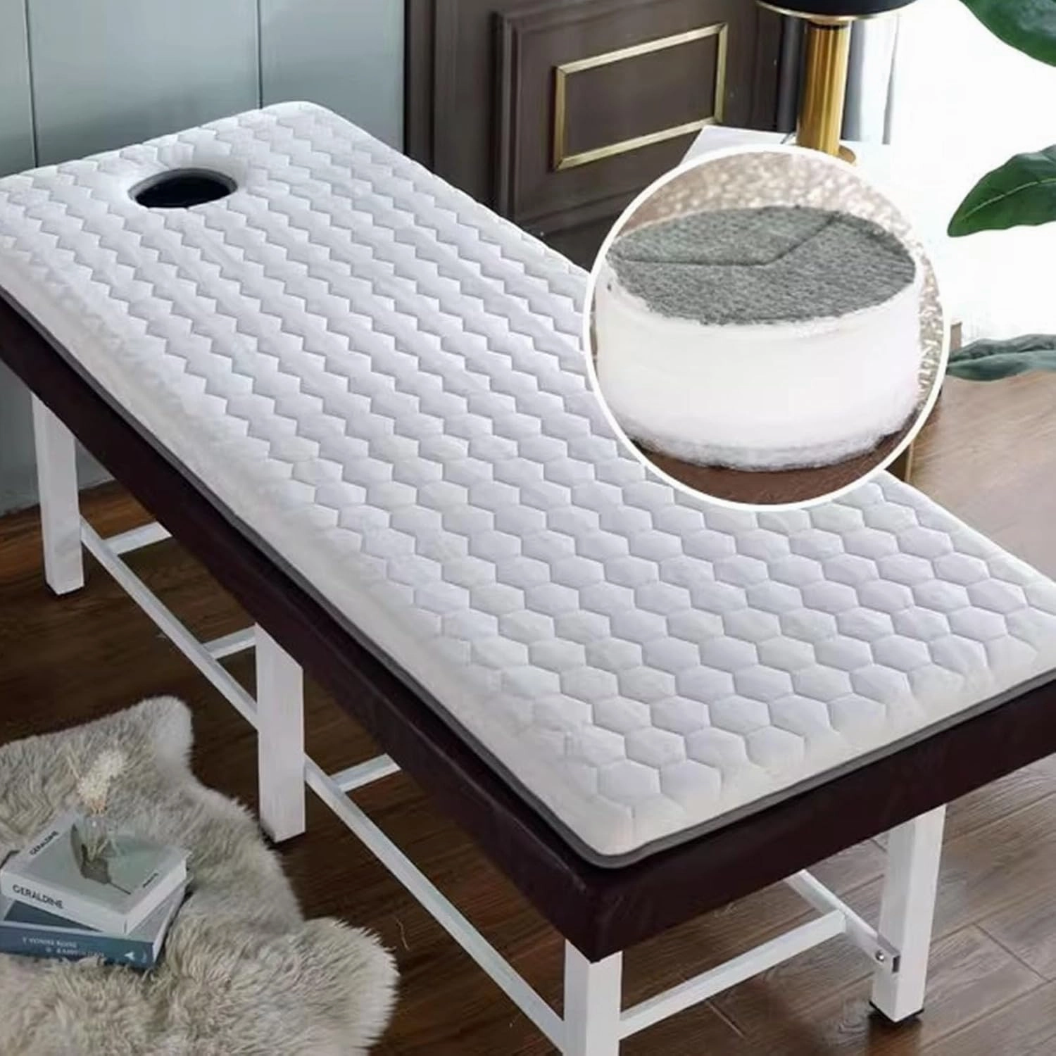 6cm Thick Spa Bed Padding Memory Foam Massage Table Topper with Facial Breathing Hole and Elastic Bands Lash Bed Cushion Massage Bed Mattress Pad Without Bed(Size:80x190cm,Color:F)