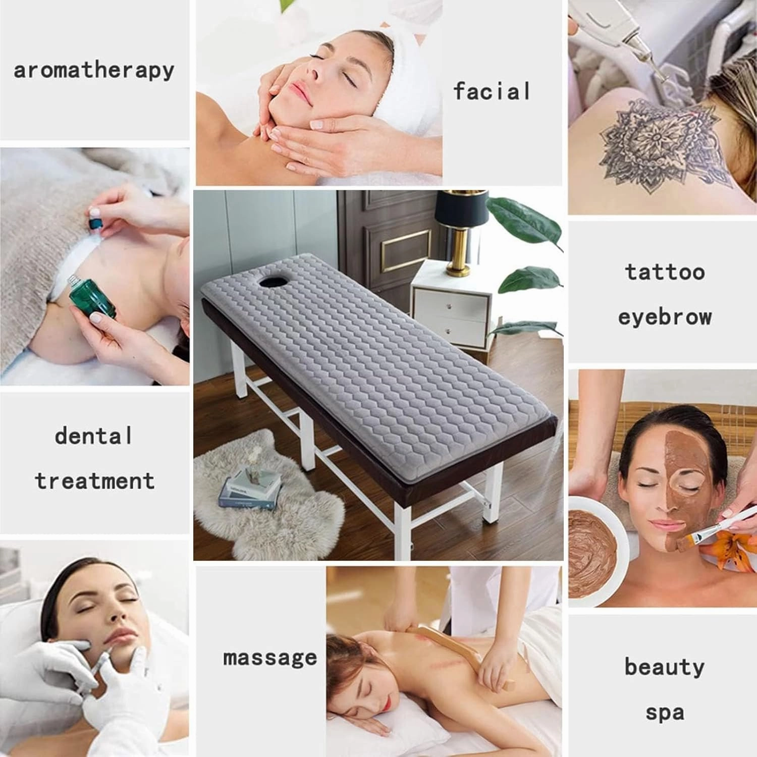 6cm Thick Spa Bed Padding Memory Foam Massage Table Topper with Facial Breathing Hole and Elastic Bands Lash Bed Cushion Massage Bed Mattress Pad Without Bed(Size:80x190cm,Color:F)
