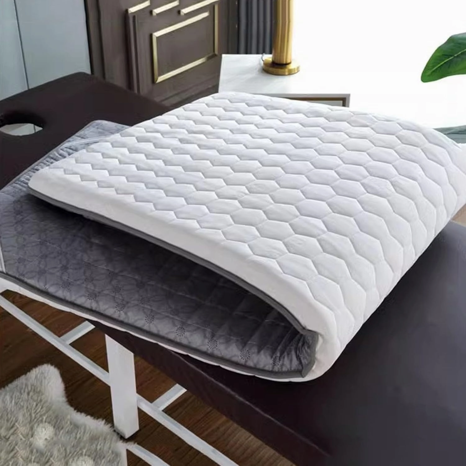 6cm Thick Spa Bed Padding Memory Foam Massage Table Topper with Facial Breathing Hole and Elastic Bands Lash Bed Cushion Massage Bed Mattress Pad Without Bed(Size:80x190cm,Color:F)