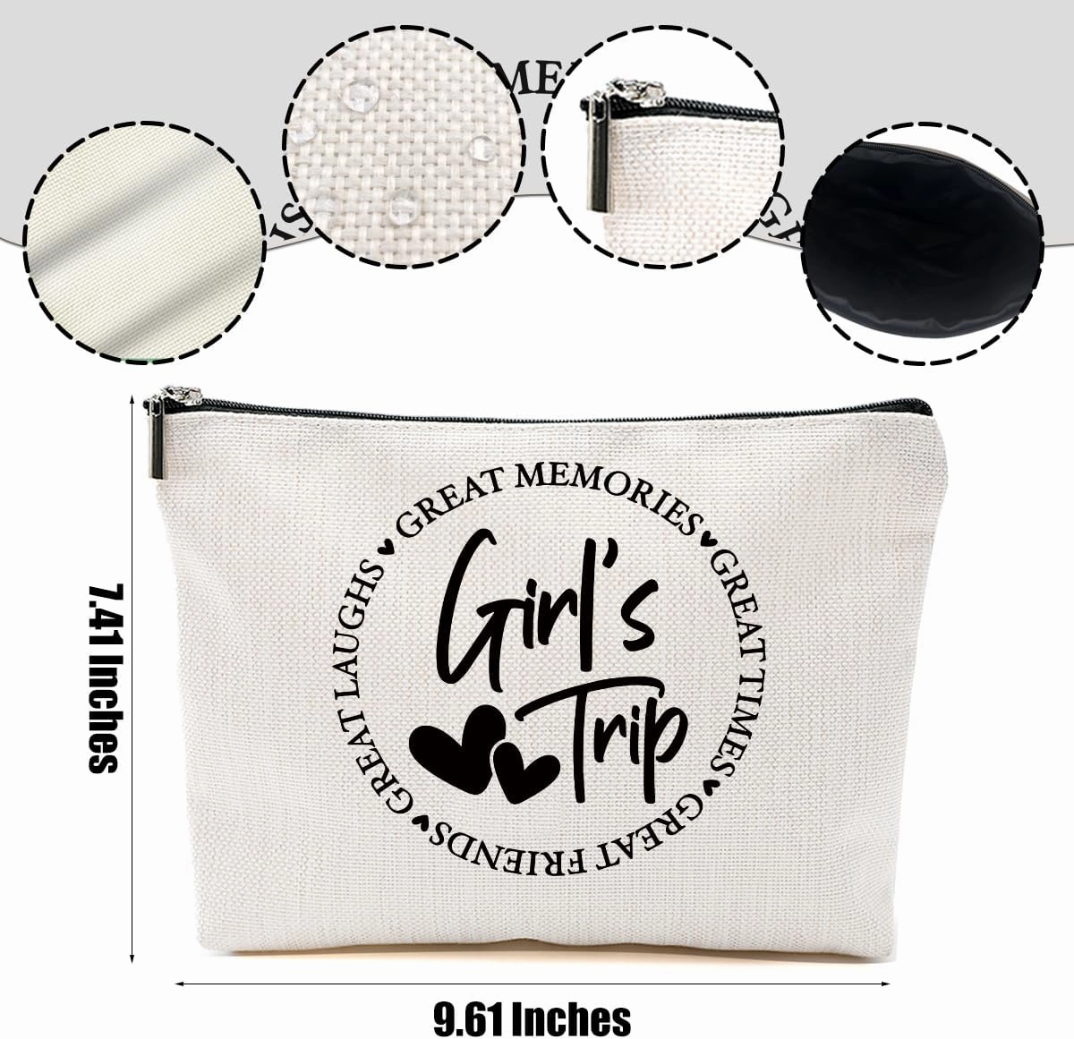 6Pcs Girls Trip Gifts Favors, Girls Weekend Gifts Makeup Bag, Bestie Gifts Weekend Bag Vacation 2025 Cosmetic Bag, Friendship Gifts for Women Friend Coworker, Graduation Wedding Gifts Toiletry Bag
