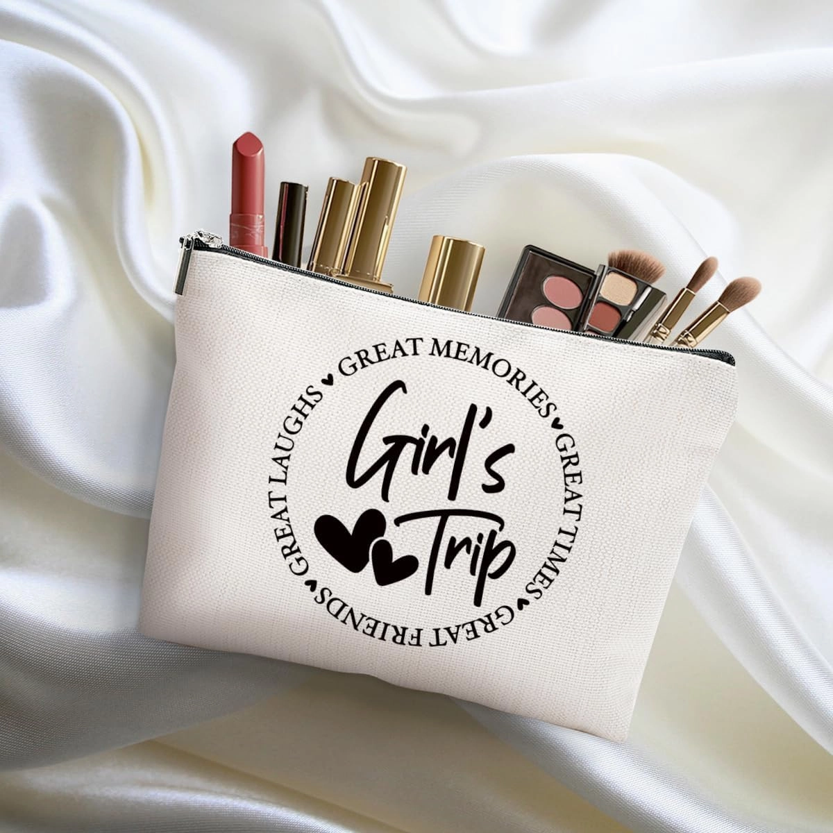 6Pcs Girls Trip Gifts Favors, Girls Weekend Gifts Makeup Bag, Bestie Gifts Weekend Bag Vacation 2025 Cosmetic Bag, Friendship Gifts for Women Friend Coworker, Graduation Wedding Gifts Toiletry Bag