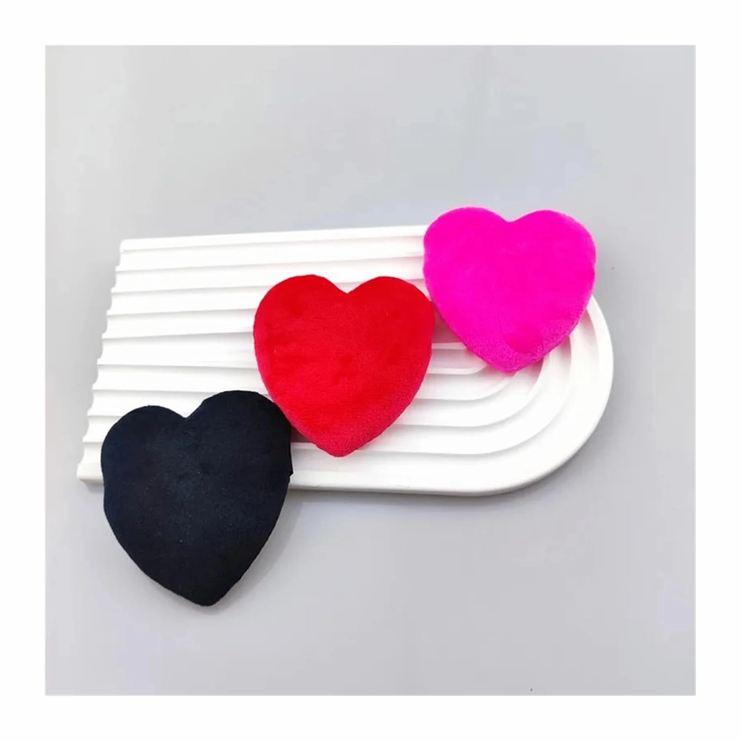 6pcs Reusable Love Heart Shape Velvet Powder Puff Face Makeup Sponge Cosmetics Soft Cotton Face Washable Sponge Puff(MULTICOLOR)