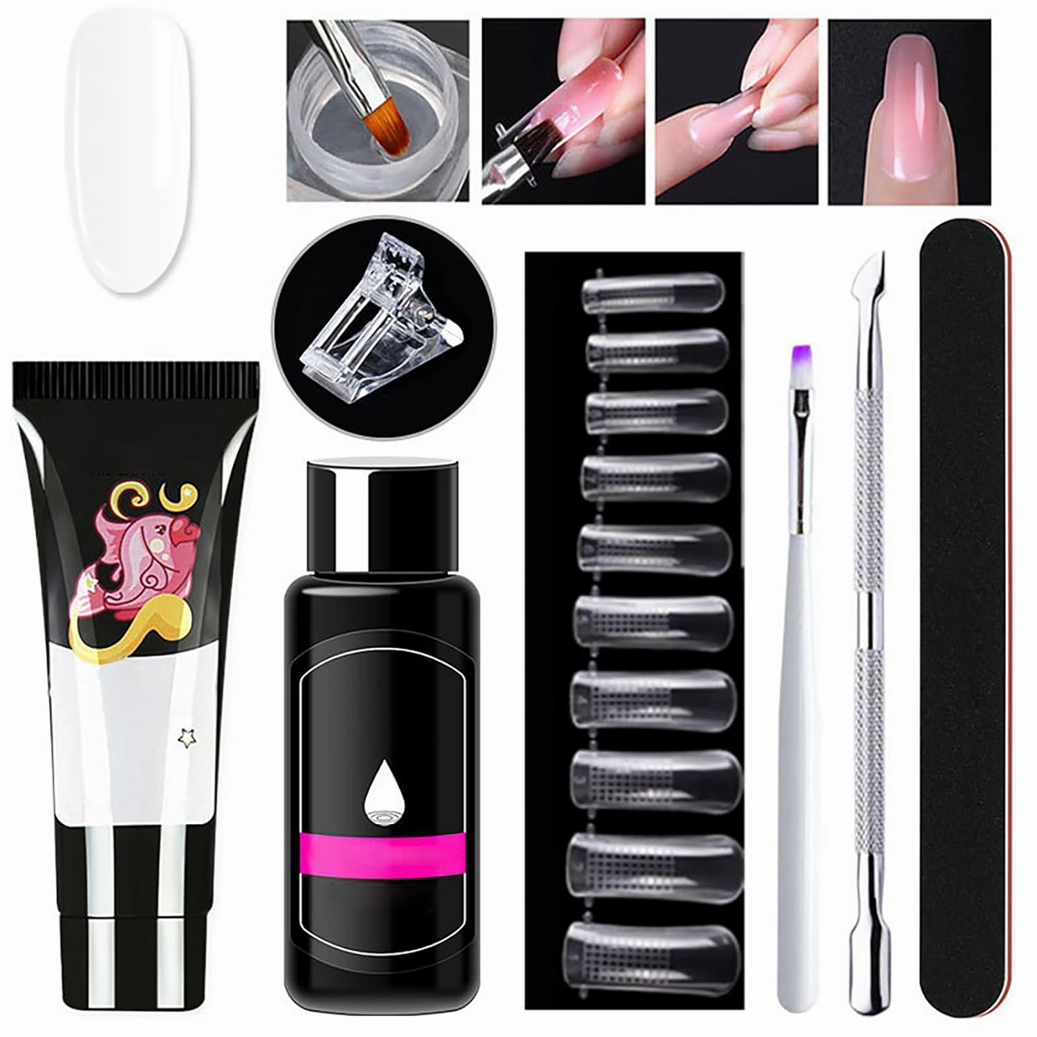 7 Piece Nail Art Set, Crystal Extending Gel Set, Nail Art Tool Set,Glue On Nail Polish Nail Design Nail Art