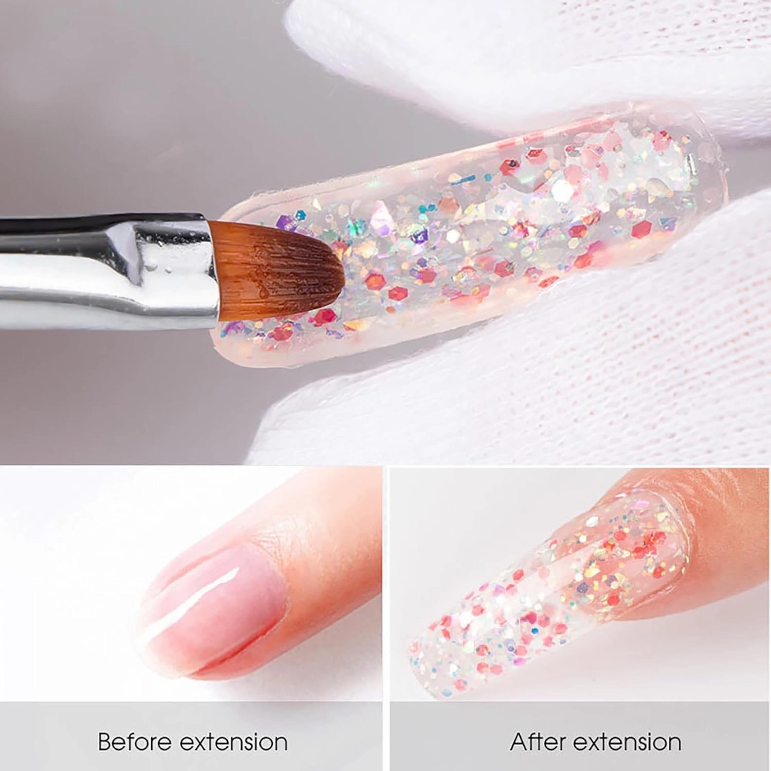 7 Piece Nail Art Set, Crystal Extending Gel Set, Nail Art Tool Set,Glue On Nail Polish Nail Design Nail Art