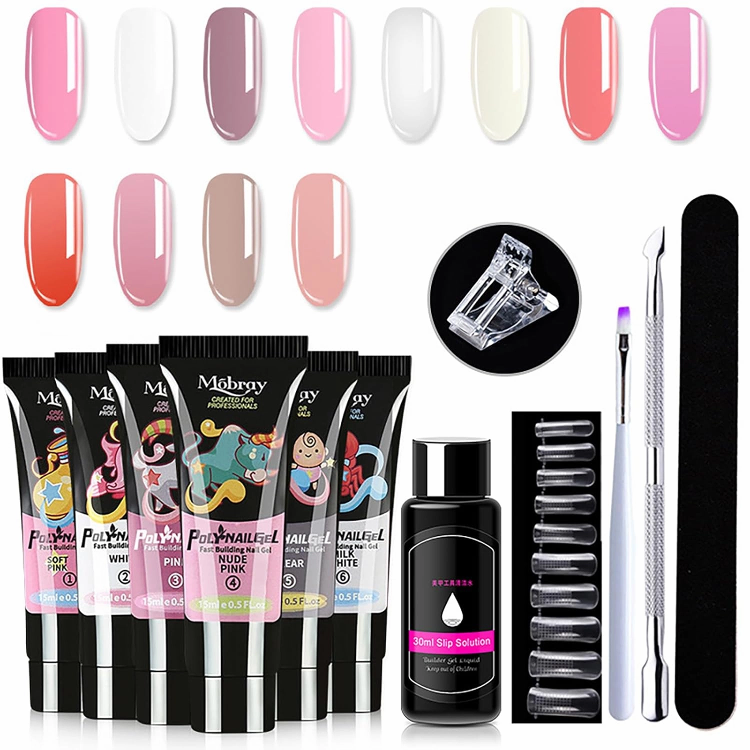 7 Piece Nail Art Set, Crystal Extending Gel Set, Nail Art Tool Set,Glue On Nail Polish Nail Design Nail Art