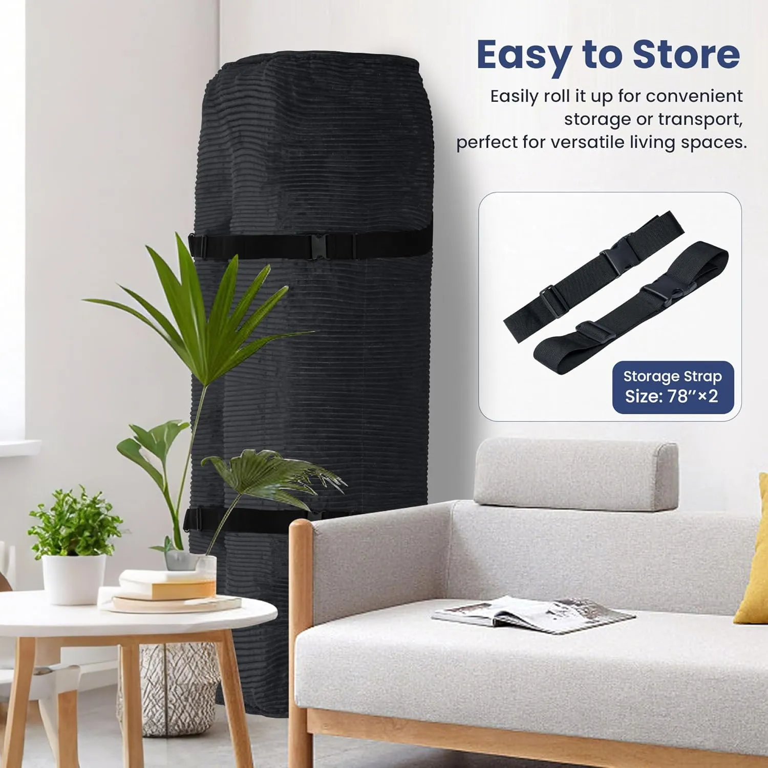 8 Inch Futon Mattress Full Size, Extra Thick Futon Sofa Bed Upgraded Japanese Floor Mattress Floor Futons Mattress for Adults Foldable Japanese Futon Mattress 8", Black