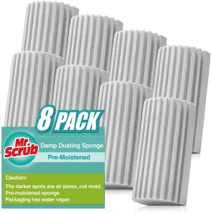 8 Pack Damp Dusting Sponge Duster, Grey Dust Cleaning Sponge, Reusable Household Cleaning Sponge Tool for Blinds, floorboards, Fan Blades, Vents, Glass, Railings, Mirrors
