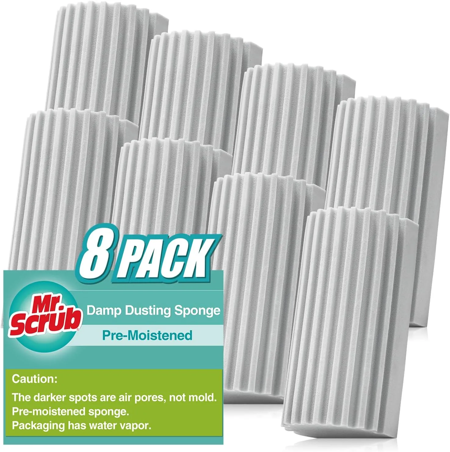 8 Pack Damp Dusting Sponge Duster, Grey Dust Cleaning Sponge, Reusable Household Cleaning Sponge Tool for Blinds, floorboards, Fan Blades, Vents, Glass, Railings, Mirrors