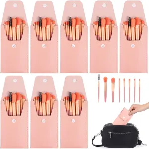 8-Piece Makeup Brush Set, Travel Size, Synthetic Fiber Brushes For Foundation, Blush, Eyeshadow, With Pouch For Easy Carry