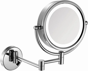 8.5 Inch Wall Mounted LED Lighted Makeup Mirror with Magnification, Chrome Finish Double Sided Shaving Vanity Mirror, Plug Powered,5X (Color : 10x)