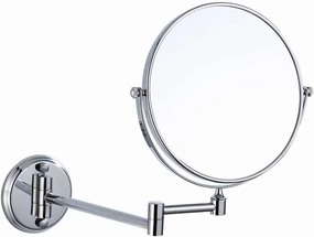 8-Inch Wall Mounted Makeup Mirror, 3X Magnification Two-Sided 360° Swivel Adjustable Height Cosmetic Extendable Bathroom Round Shape Vanity Mirror Chrome,6inchsquarebottom ( Color : 8inchroundbottom )