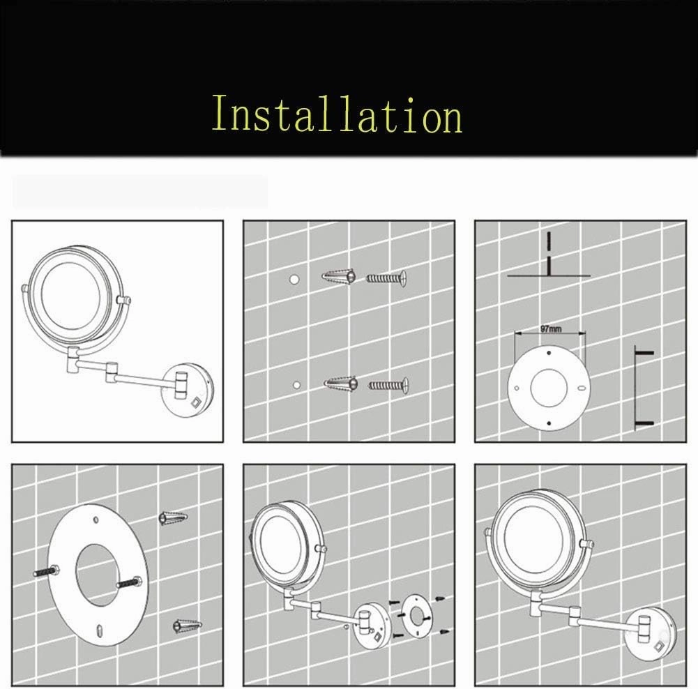 8-Inch Wall Mounted Makeup Mirror,Single-Sided,360 Degree Swivel,Hardwired,Extendable Arm,Round,for Bathroom